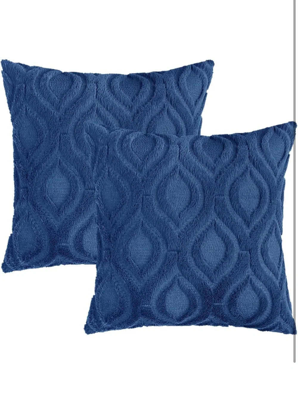 Throw Pillow Covers 24x24 Inch Set Of 2, Soft Plush Faux Wool Dark Blue 1041/bb8